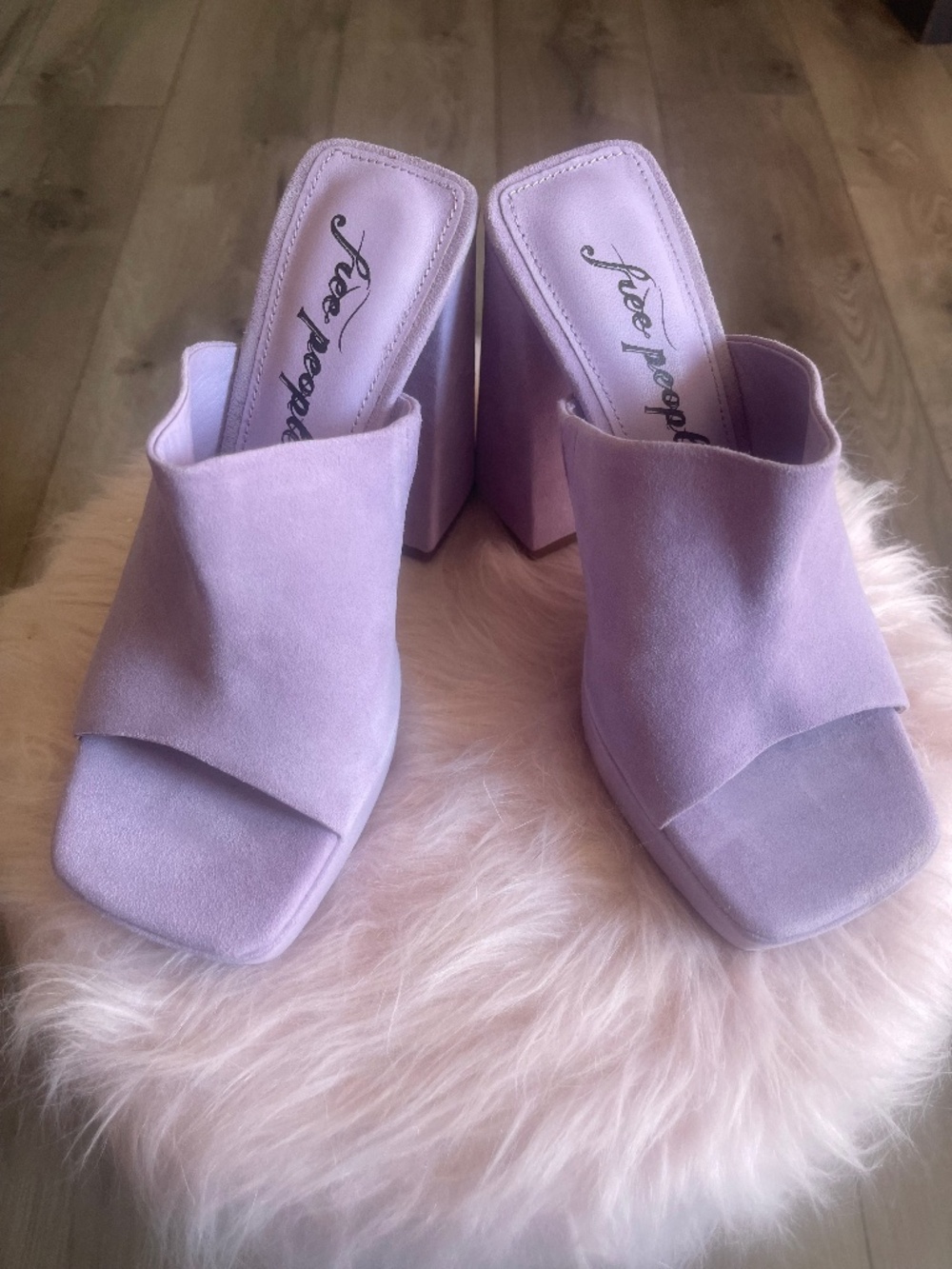 Free People Lilac Suede Platform Mule Heels